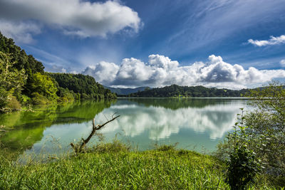 Scenic view of lake against sky