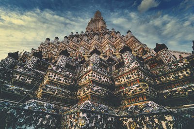 Low angle view of temple building against sky