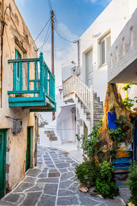 Picturesque naousa town street on paros island, greece