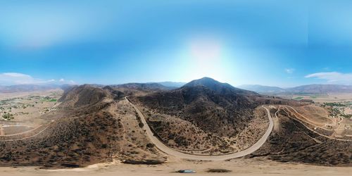 Aerial view of desert against sky