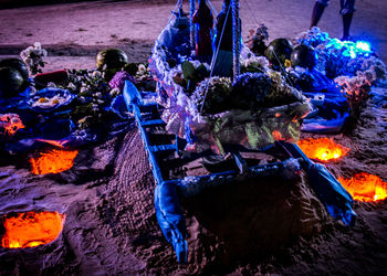 People in water at night