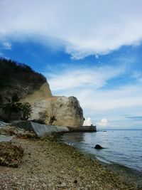 Scenic view of sea against cloudy sky