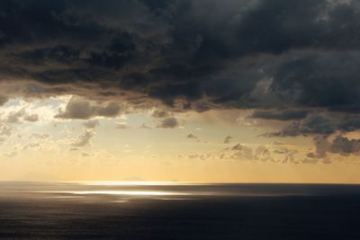 Scenic view of sea against dramatic sky