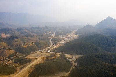 High angle view of landscape against sky