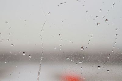 Close-up of water drops on glass