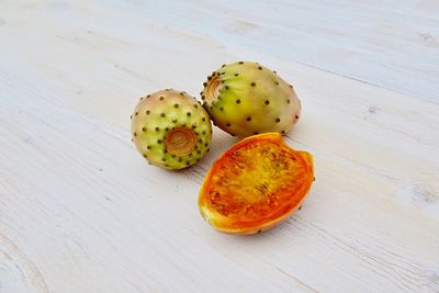 High angle view of orange on table