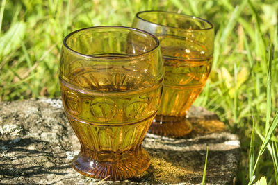 Close-up of beer in glass