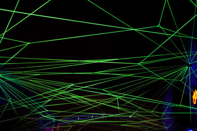 Close-up of illuminated lights against sky at night