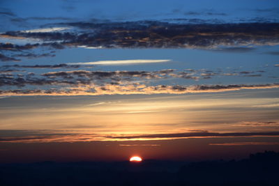 Scenic view of mountains at sunset