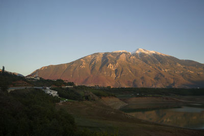 Scenic view of mountains against clear sky