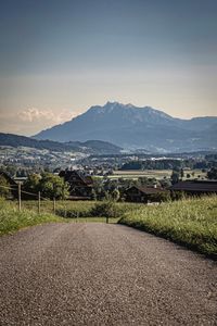 Scenic view of landscape against sky and pilatus 