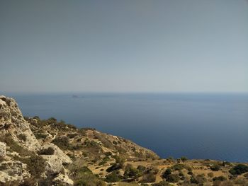 Scenic view of sea against clear sky