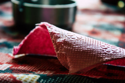 Close-up of dessert on table