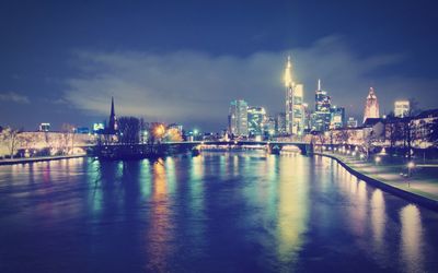 City lit up at night