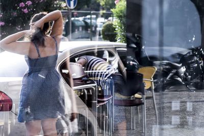 Rear view low section of woman