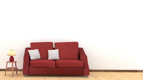 Red sofa at home