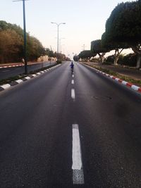 Empty road along trees