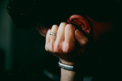 Close-up of depressed woman