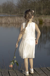 Full length of boy in lake