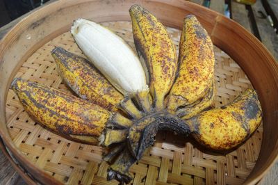 High angle view of food in basket