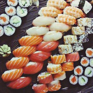 Close-up of sushi in plate