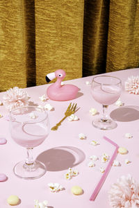 Flower vase on table