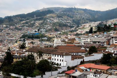 High angle view of townscape against sky