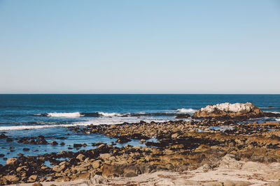 Scenic view of sea against clear sky