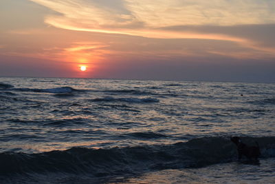 Scenic view of sea during sunset