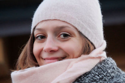 Close-up of woman during winter