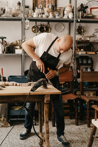 Man working on table