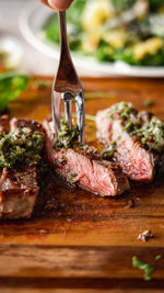 Close-up of food on cutting board