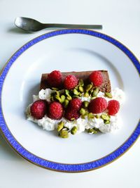 Close-up of strawberries in plate