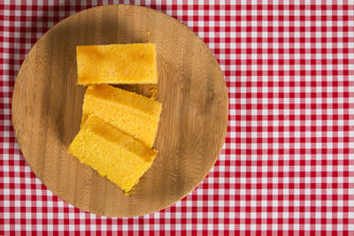 High angle view of breakfast on table