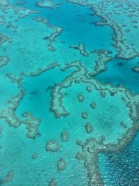 High angle view of blue sea