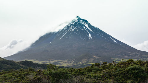 Scenic view of snowcapped mountain against sky
