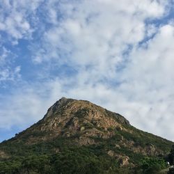 Low angle view of mountain against sky