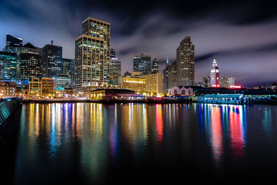 Illuminated city at night