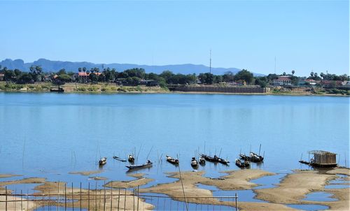 Scenic view of lake against clear sky