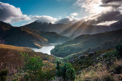 Scenic view of mountains against sky