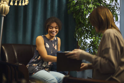 Psychologist consulting patient at clinic