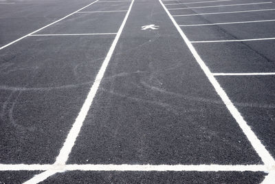 High angle view of markings at parking lot