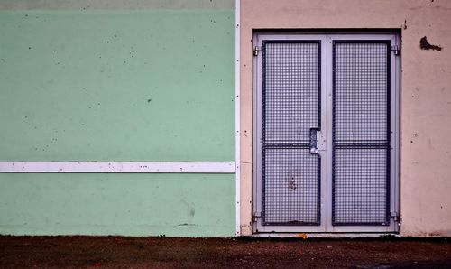 Closed door of building