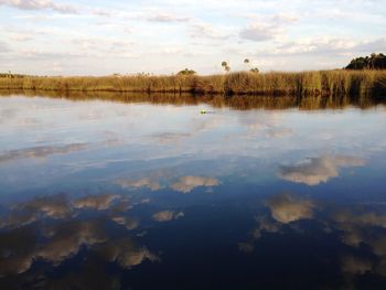 Scenic view of lake against sky