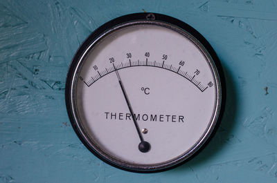 Close-up of thermometer on machinery