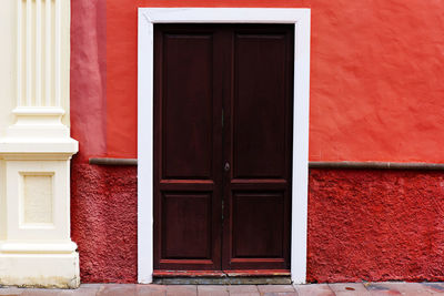 Closed door of house