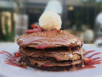 Close-up of ice cream in plate