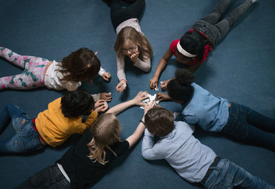 High angle view of people at nightclub