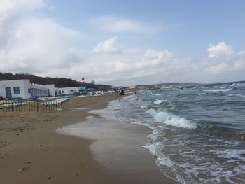 Scenic view of beach against sky