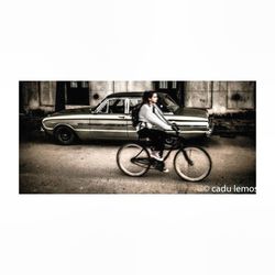 Man riding motorcycle on road